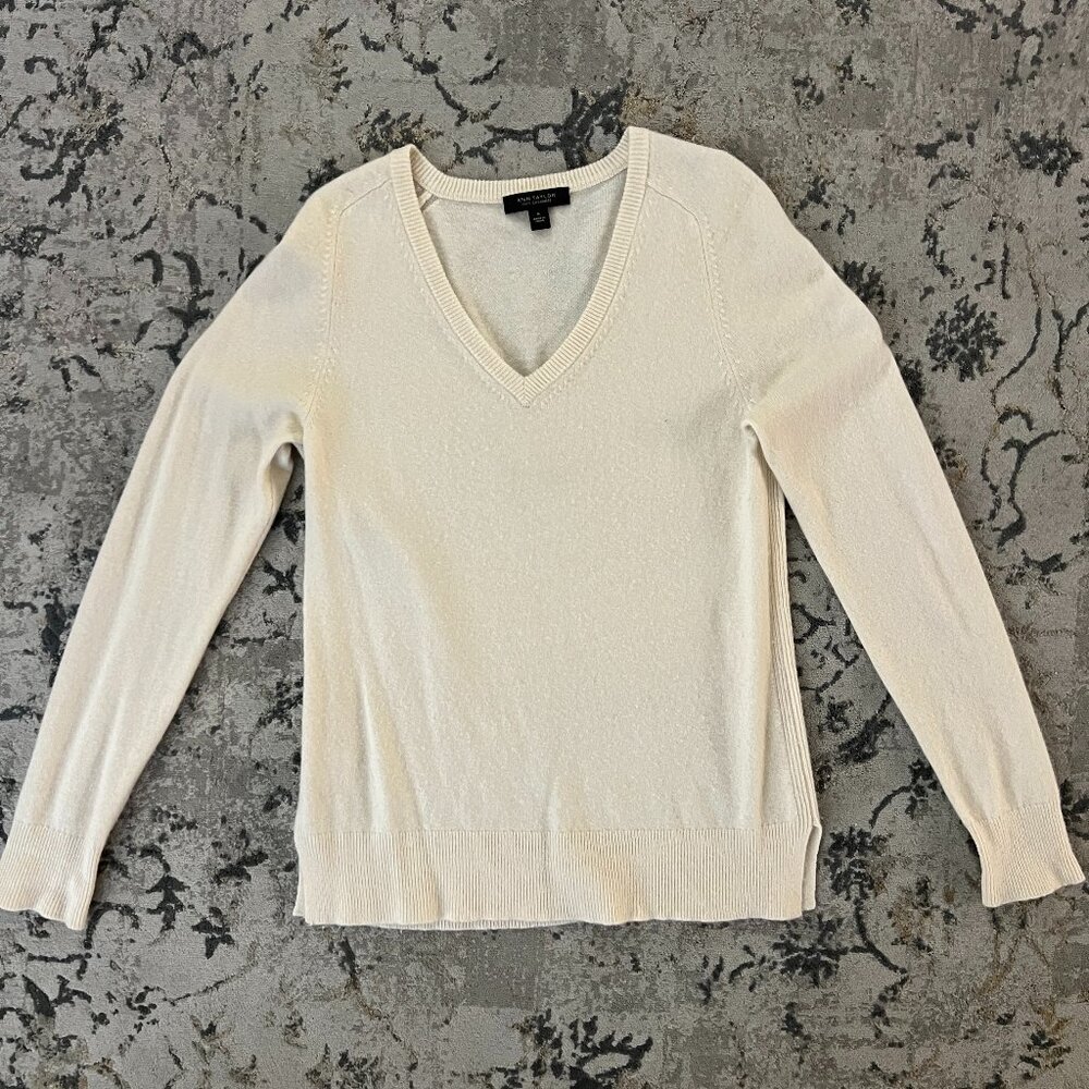Ann Taylor Cashmere Sweater, Cream, Medium